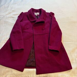 Old Navy Women’s Magenta/Fuschia Pea Coat Size M Button Up  Pockets Mid Length